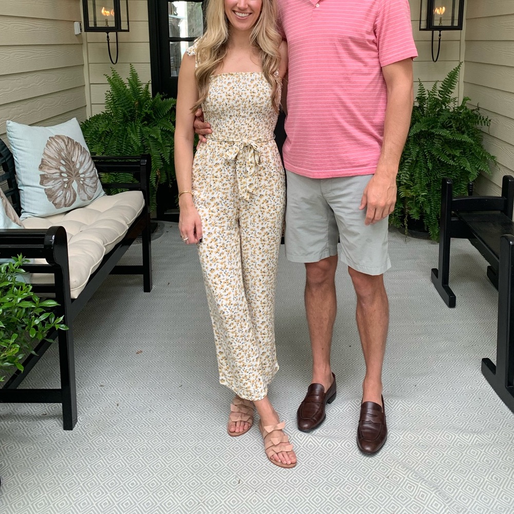 Abercrombie Yellow Floral Cropped Jumpsuit